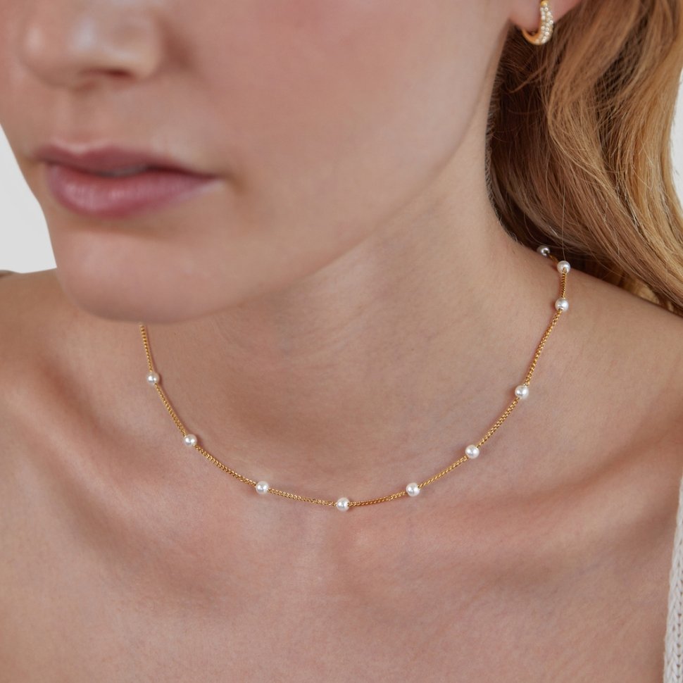 Pearl Station Necklace-Necklaces-Yiyae-Yiyae
