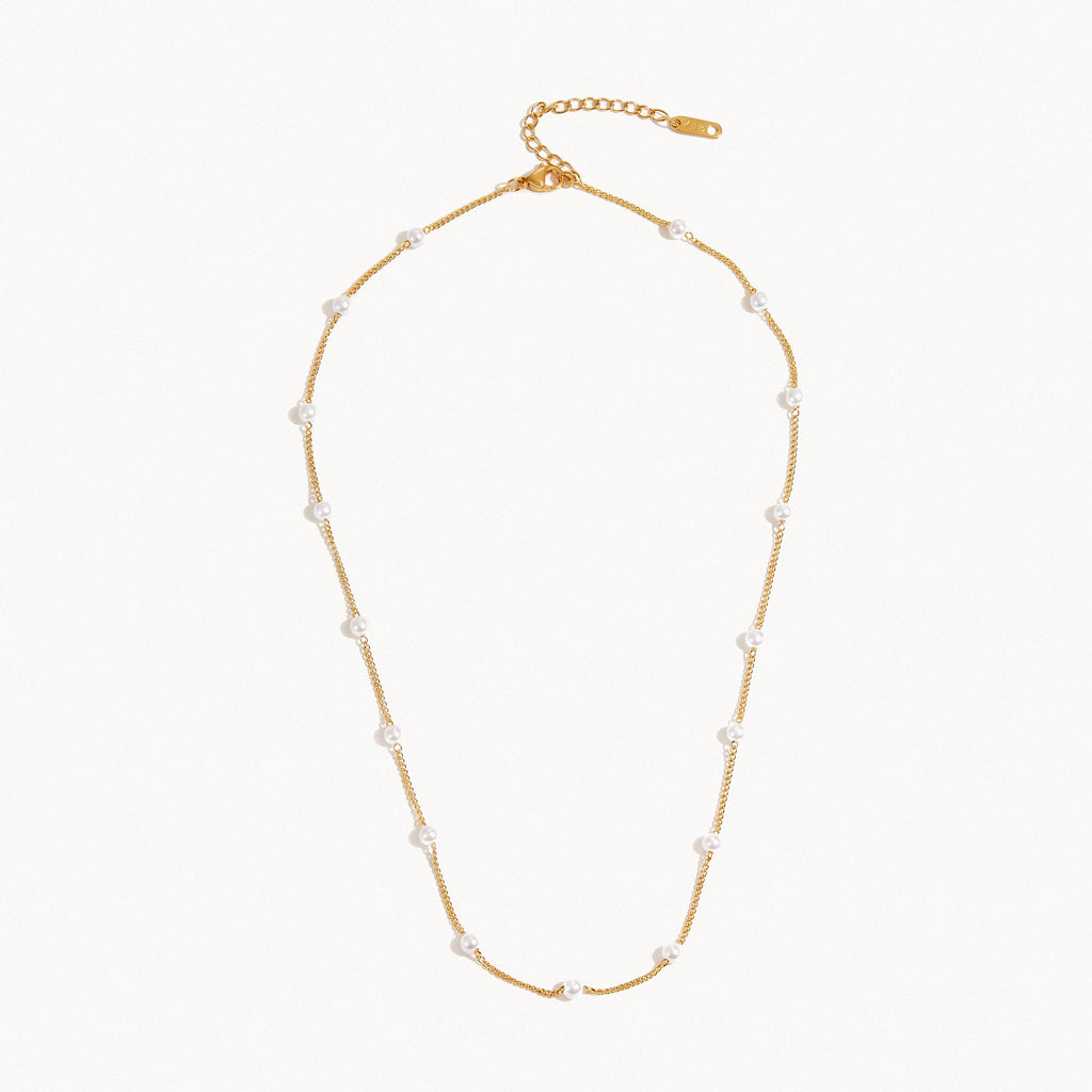 Pearl Station Necklace-Necklaces-Yiyae-Gold-Yiyae