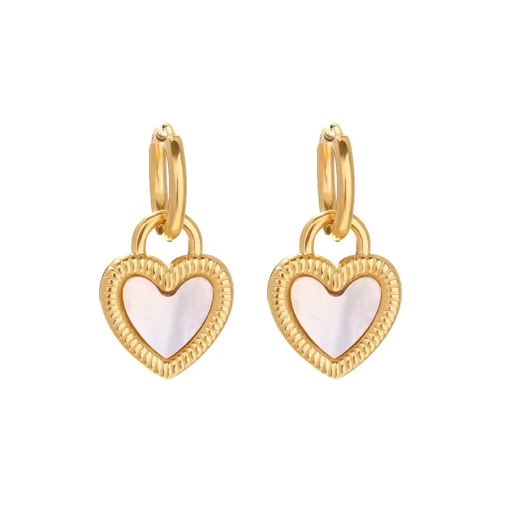 Pearlescent Heart Hoops-Earrings-Yiyae-Yiyae