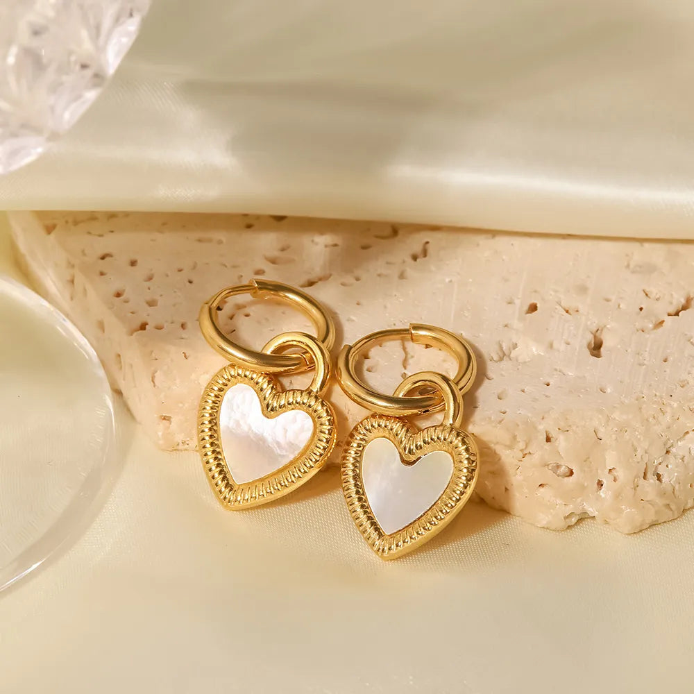 Pearlescent Heart Hoops-Earrings-Yiyae-Yiyae