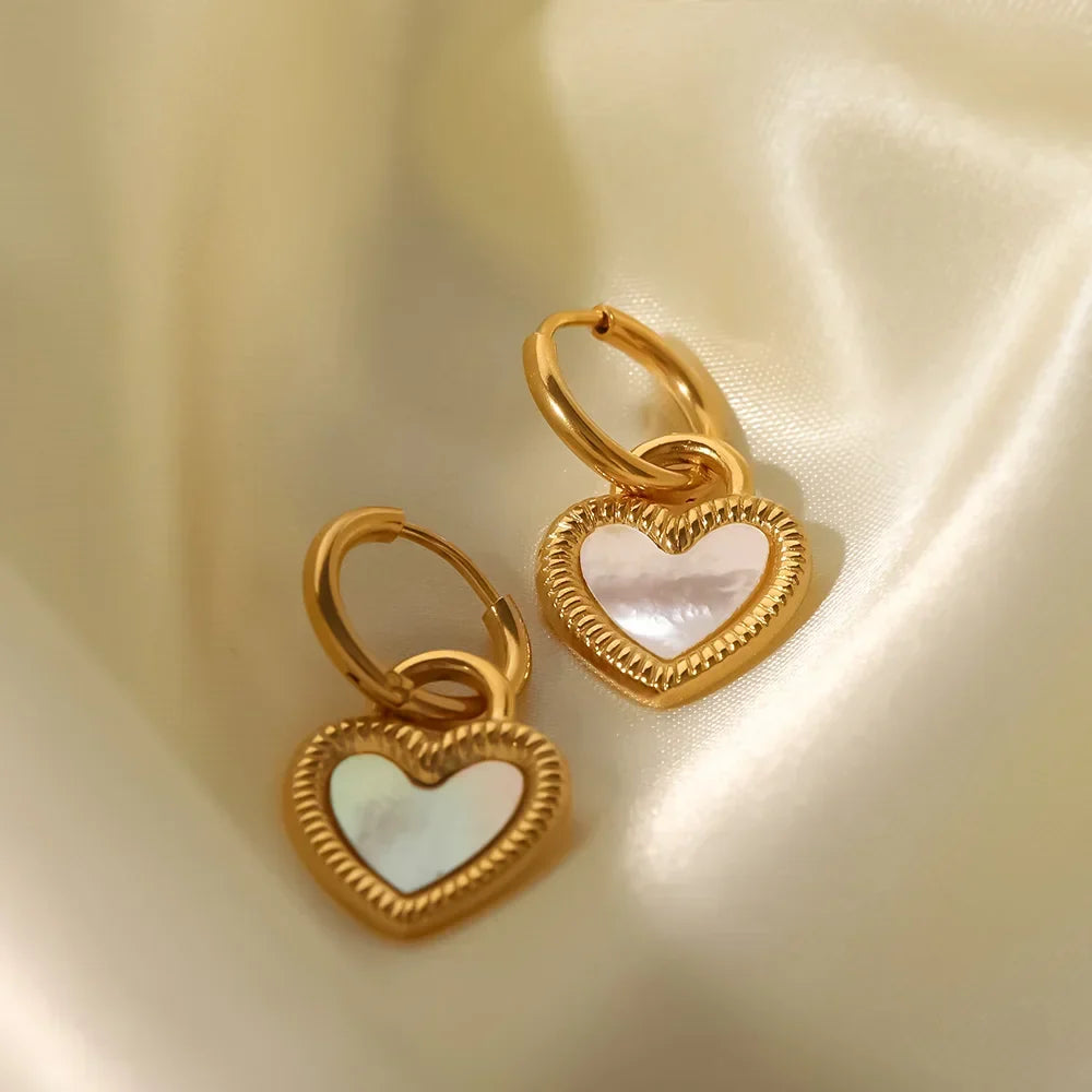Pearlescent Heart Hoops-Earrings-Yiyae-Yiyae