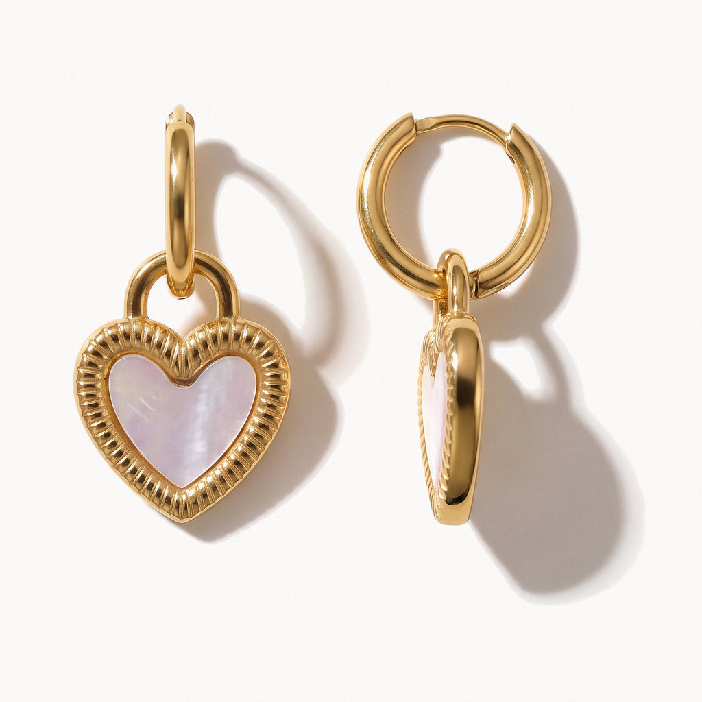 Pearlescent Heart Hoops-Earrings-Yiyae-Gold-Yiyae
