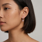 Pink Crystal Charm Hoops-Earrings-Yiyae-Yiyae