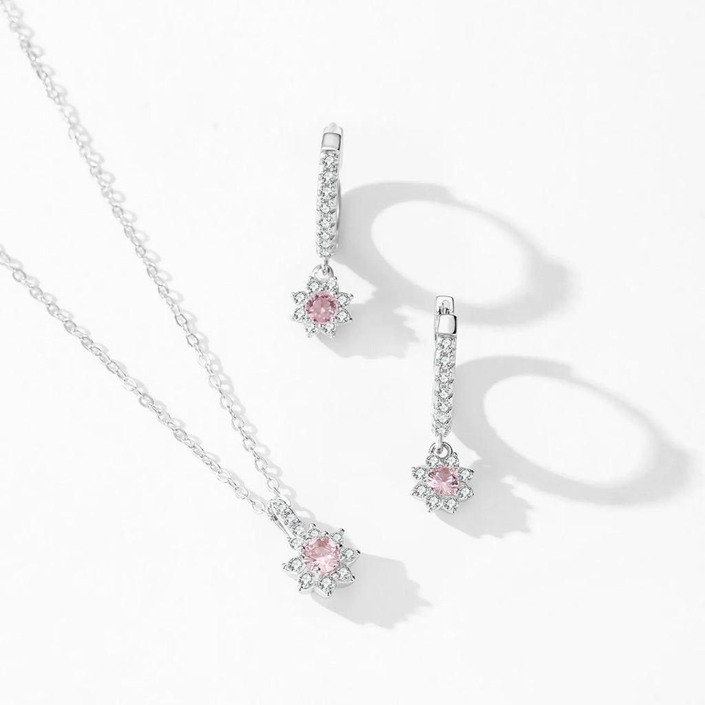 Pink Crystal Charm Hoops-Earrings-Yiyae-Yiyae