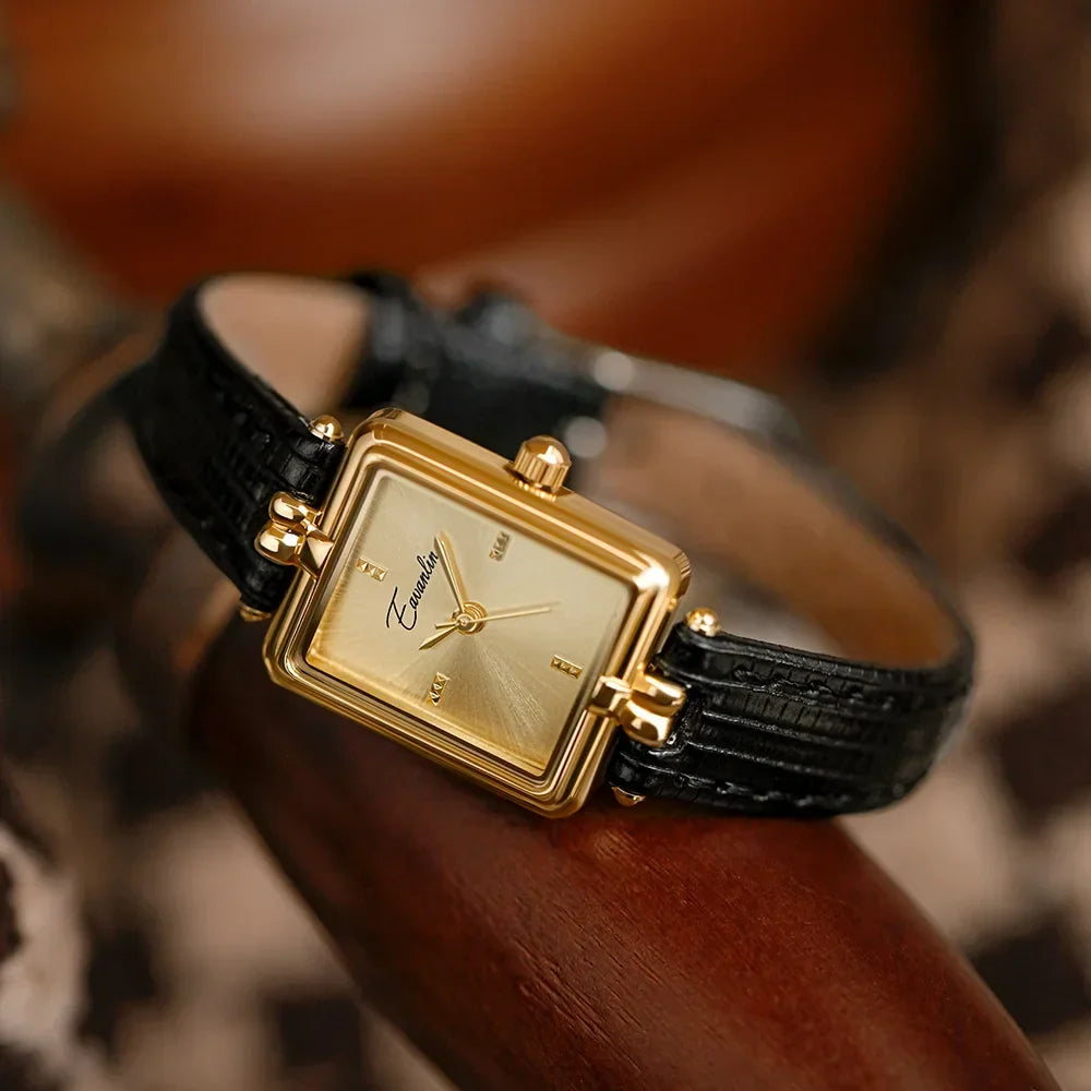 Rectangular Leather-Strap Watch-Watches-Yiyae-Yiyae