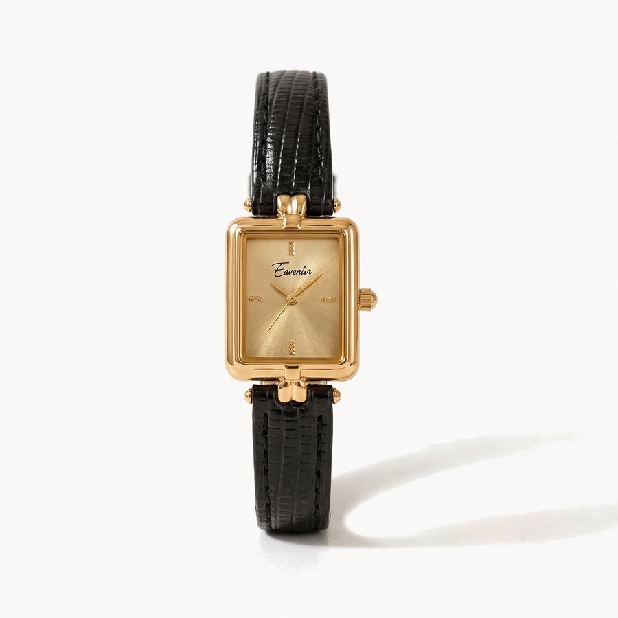 Rectangular Leather-Strap Watch