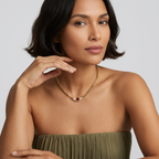 Red Stone Chain Necklace-Necklaces-Yiyae-Yiyae