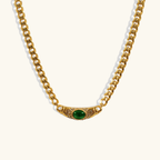 Red Stone Chain Necklace-Necklaces-Yiyae-Emerald-Yiyae