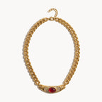 Red Stone Chain Necklace-Necklaces-Yiyae-Ruby-Yiyae
