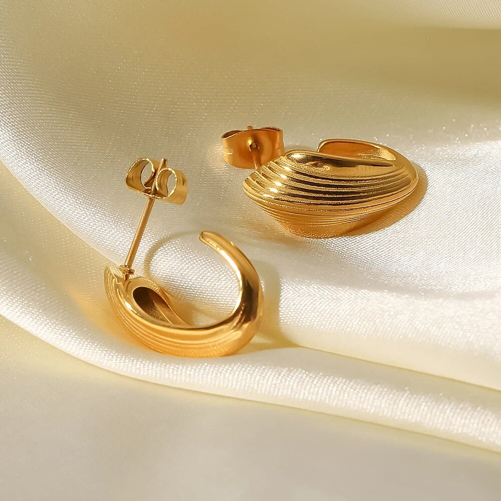 Ribbed Hoop Earrings-Earrings-Yiyae-Yiyae
