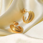 Ribbed Hoop Earrings-Earrings-Yiyae-Yiyae