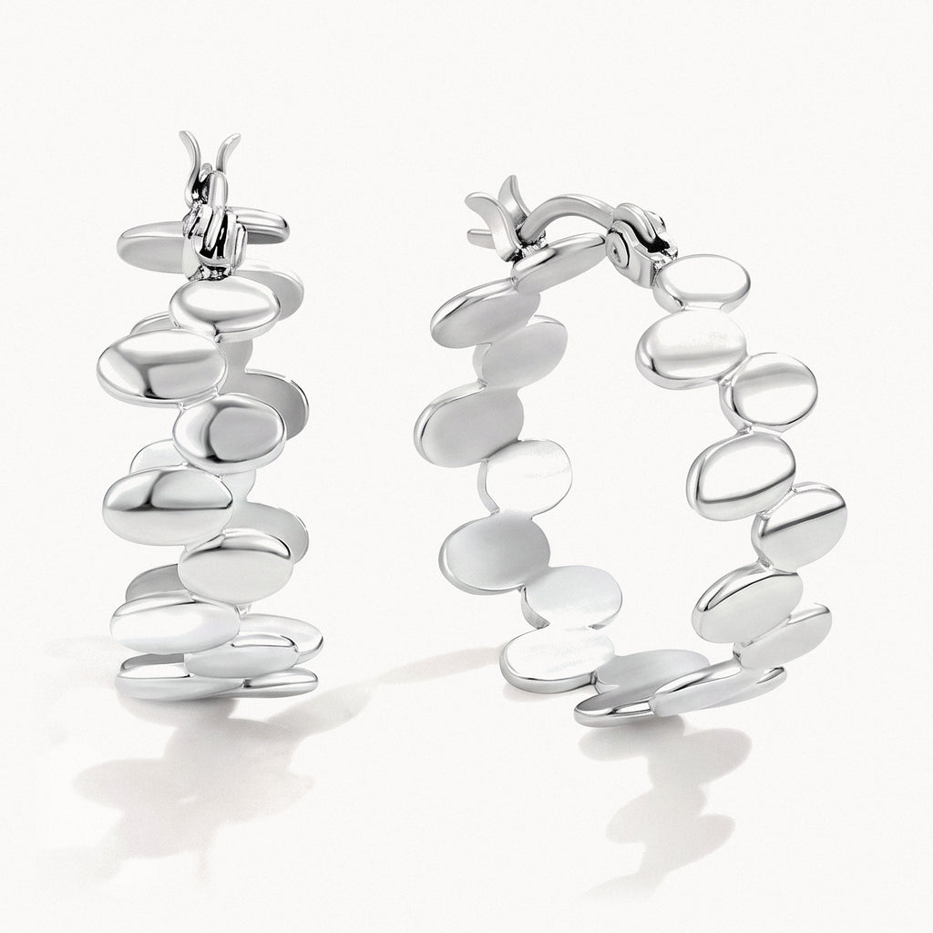 Ripple Hoop Earrings-Earrings-Yiyae-Silver-Yiyae