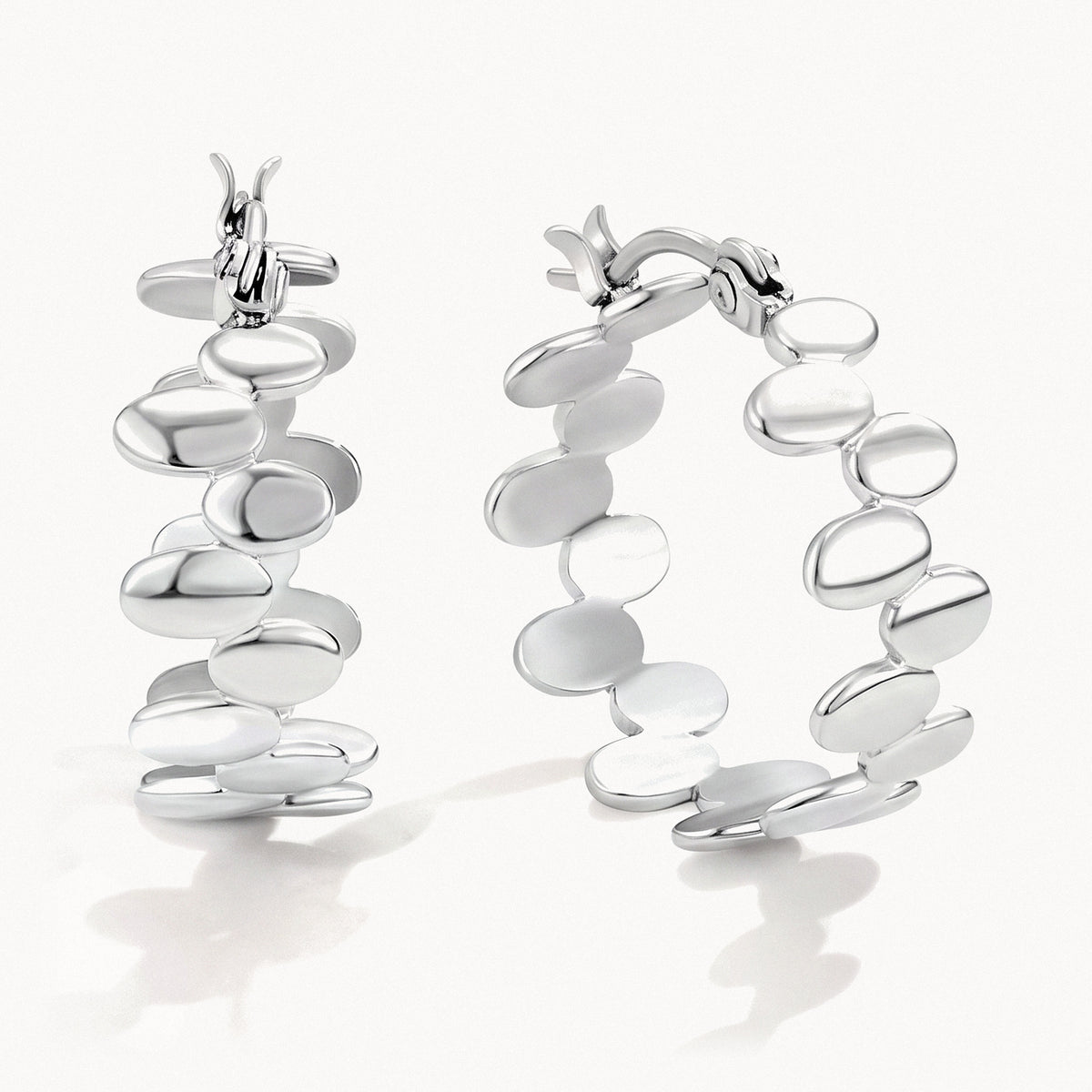 Ripple Hoop Earrings-Earrings-Yiyae-Silver-Yiyae