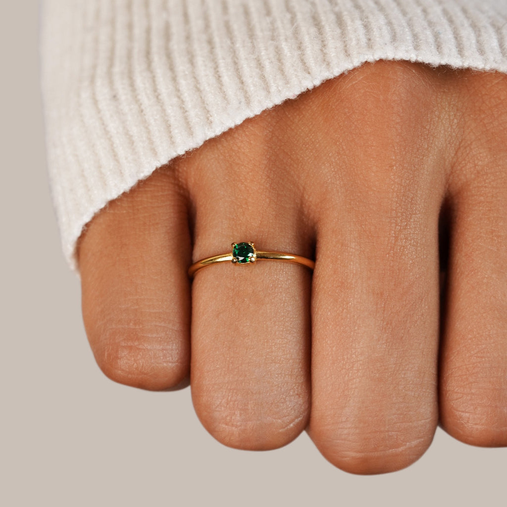 Round Birthstone Ring-Rings-Yiyae-Yiyae