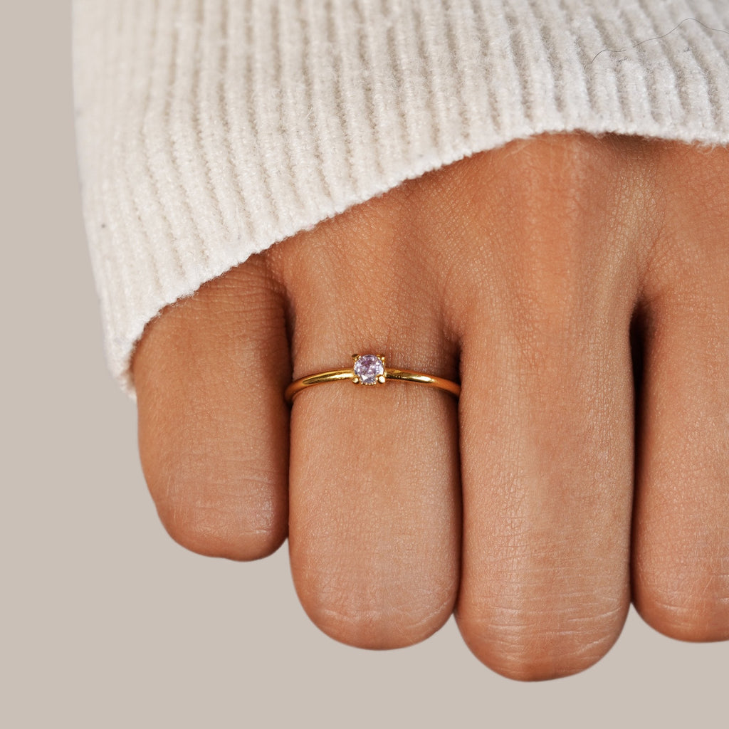 Round Birthstone Ring-Rings-Yiyae-Yiyae