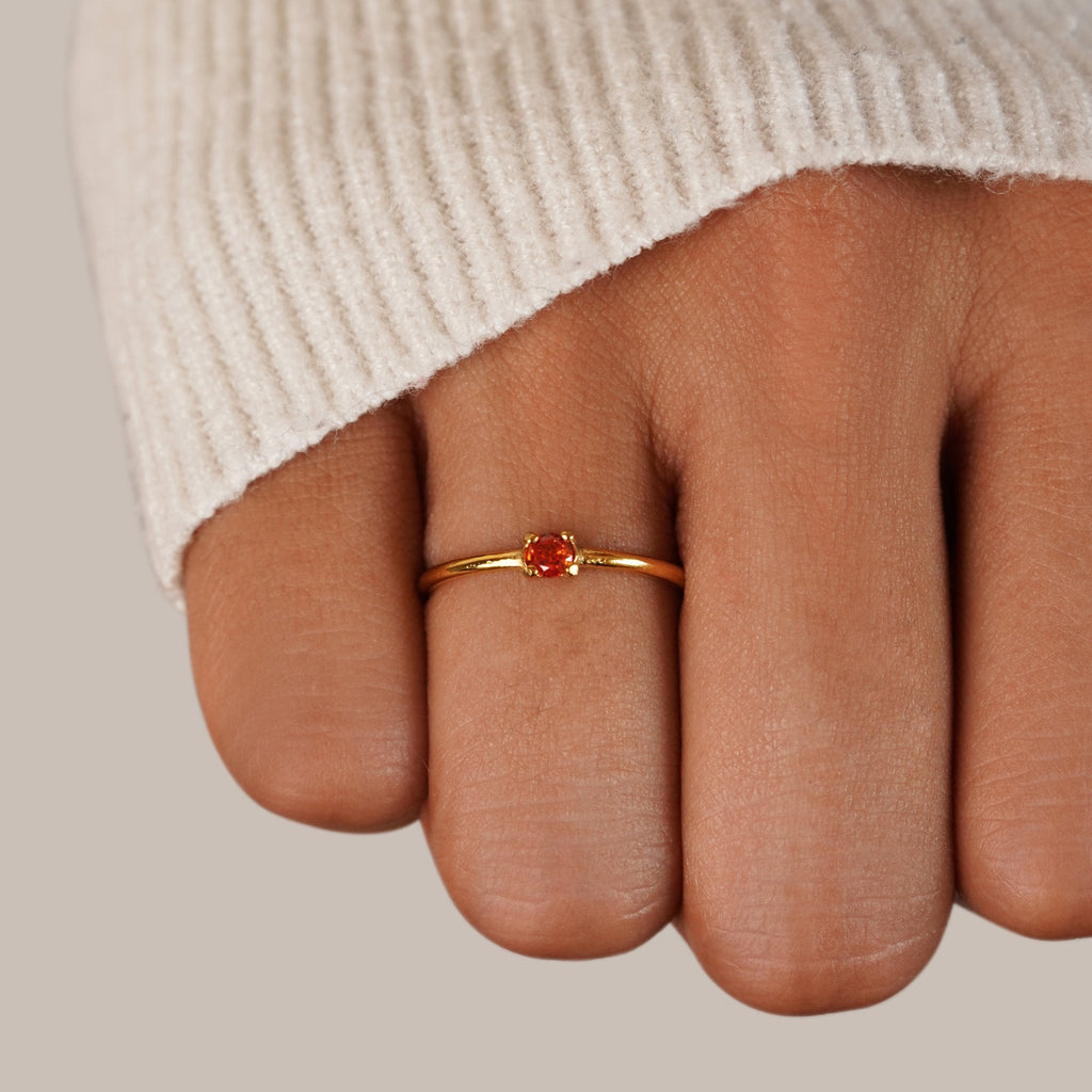 Round Birthstone Ring-Rings-Yiyae-Yiyae