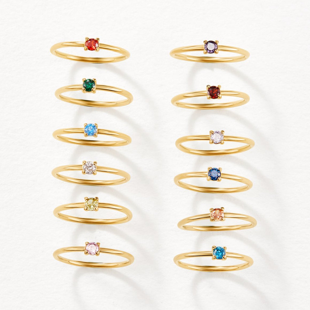 Round Birthstone Ring-Rings-Yiyae-Yiyae