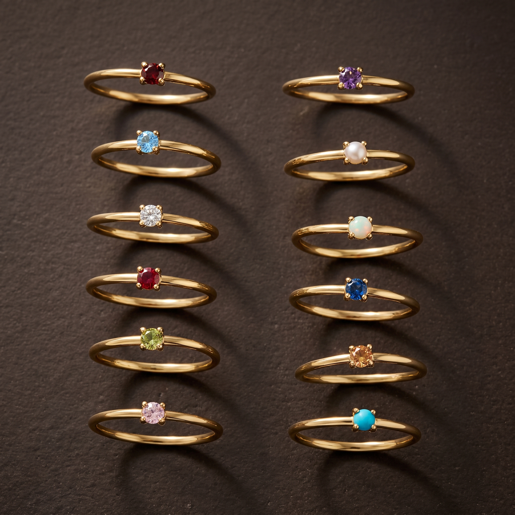 Round Birthstone Ring-Rings-Yiyae-Yiyae