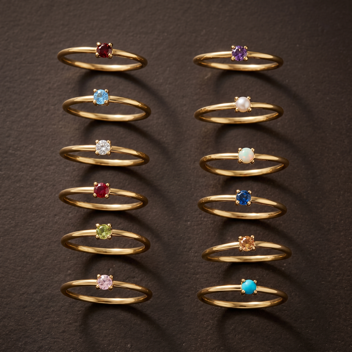 Round Birthstone Ring-Rings-Yiyae-Yiyae