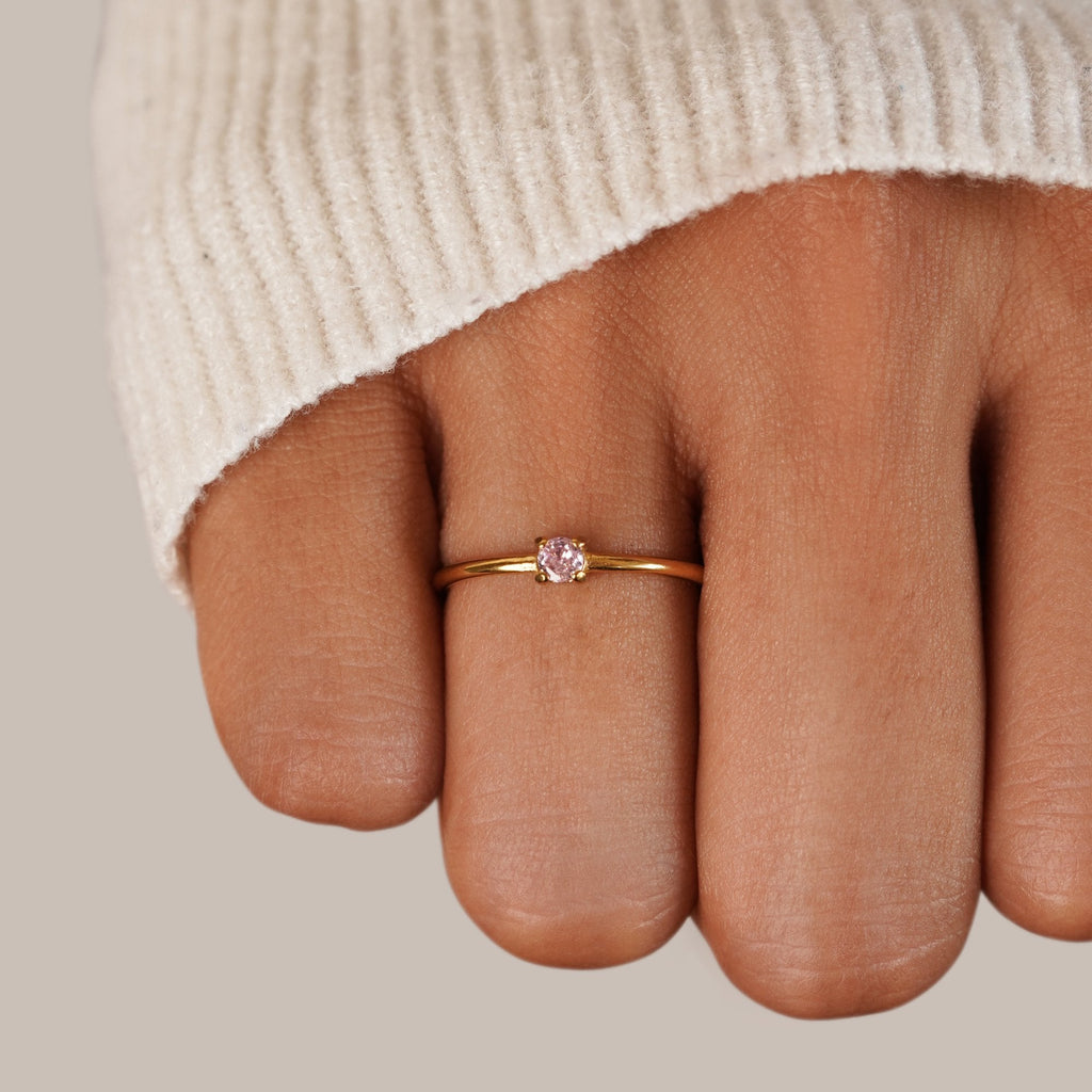 Round Birthstone Ring-Rings-Yiyae-Yiyae