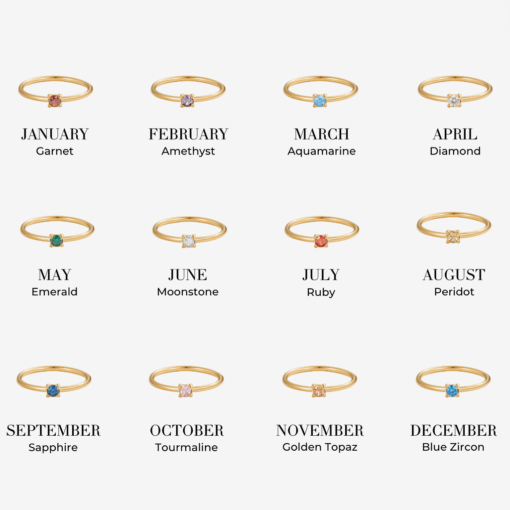 Round Birthstone Ring-Rings-Yiyae-Yiyae