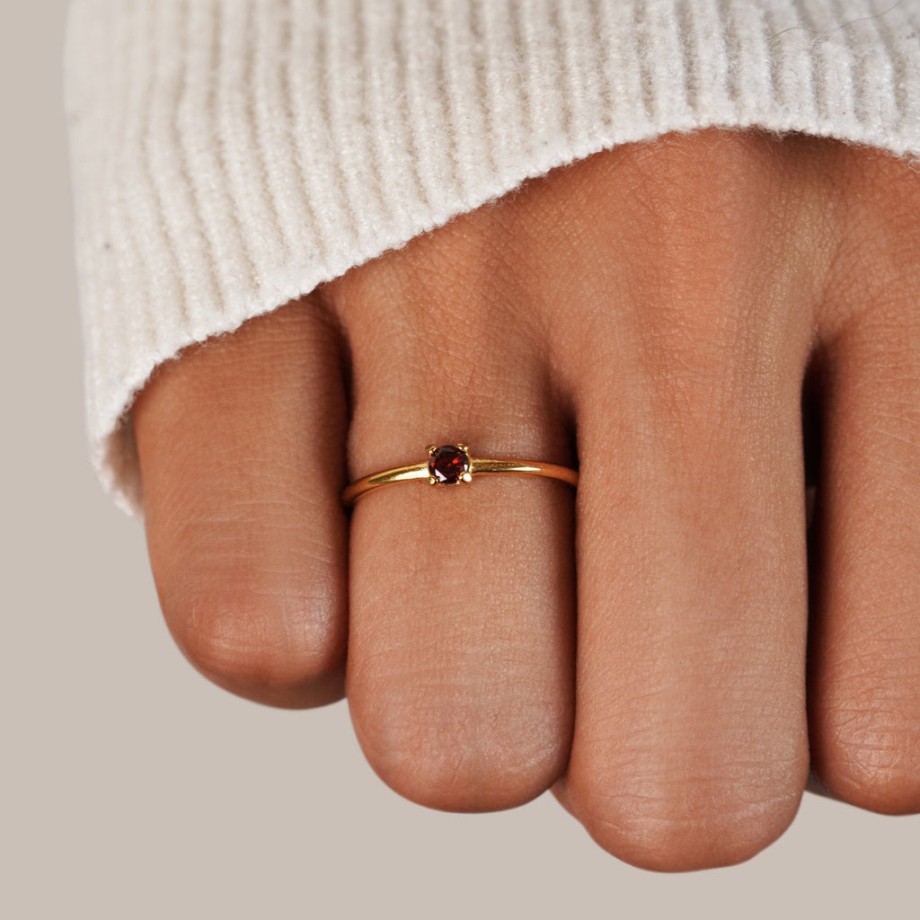 Round Birthstone Ring-Rings-Yiyae-Yiyae