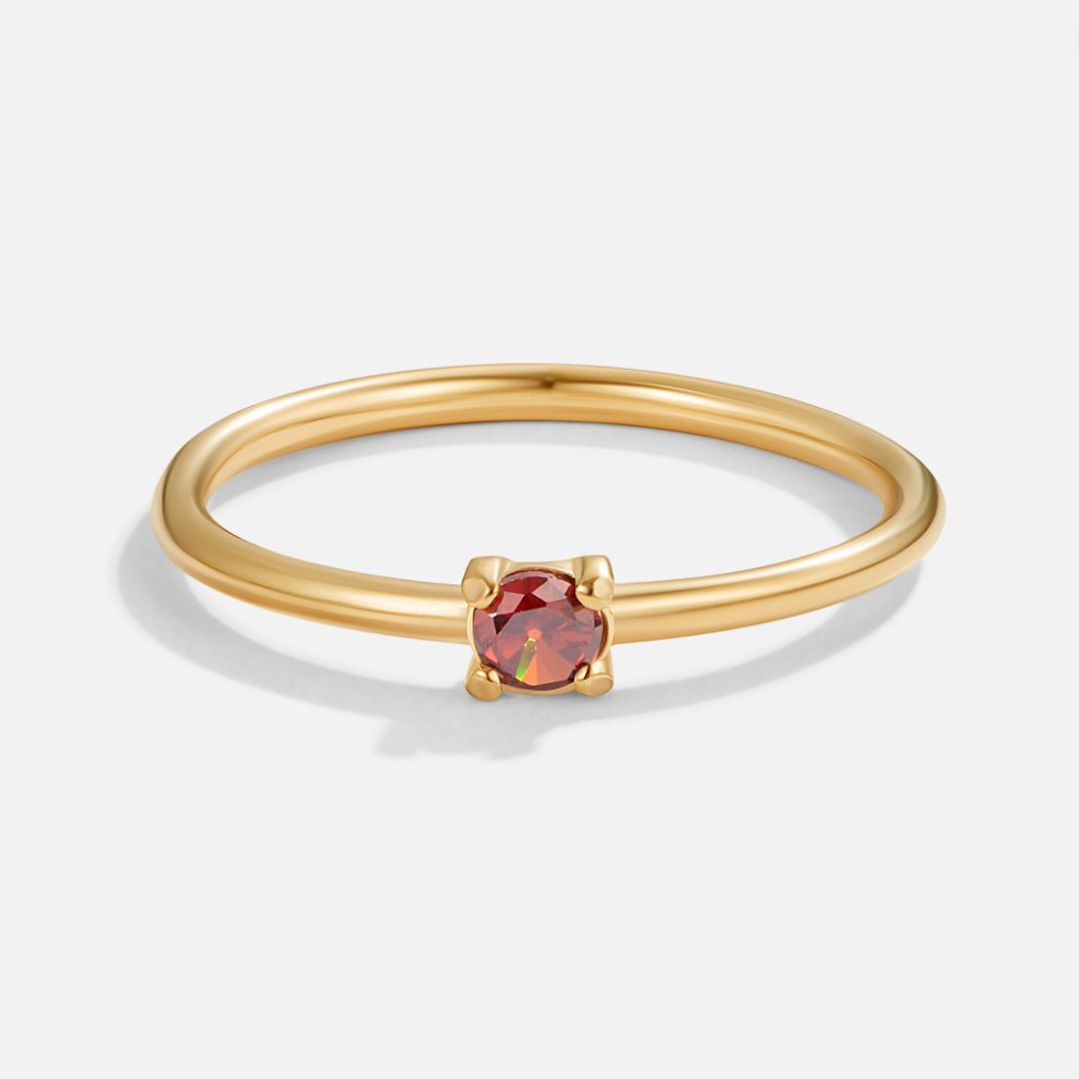 Round Birthstone Ring-Rings-Yiyae-US 6-January - Red Garnet-Yiyae