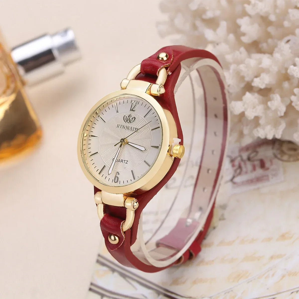 Round Faux Leather Watch-Watches-Yiyae-Yiyae