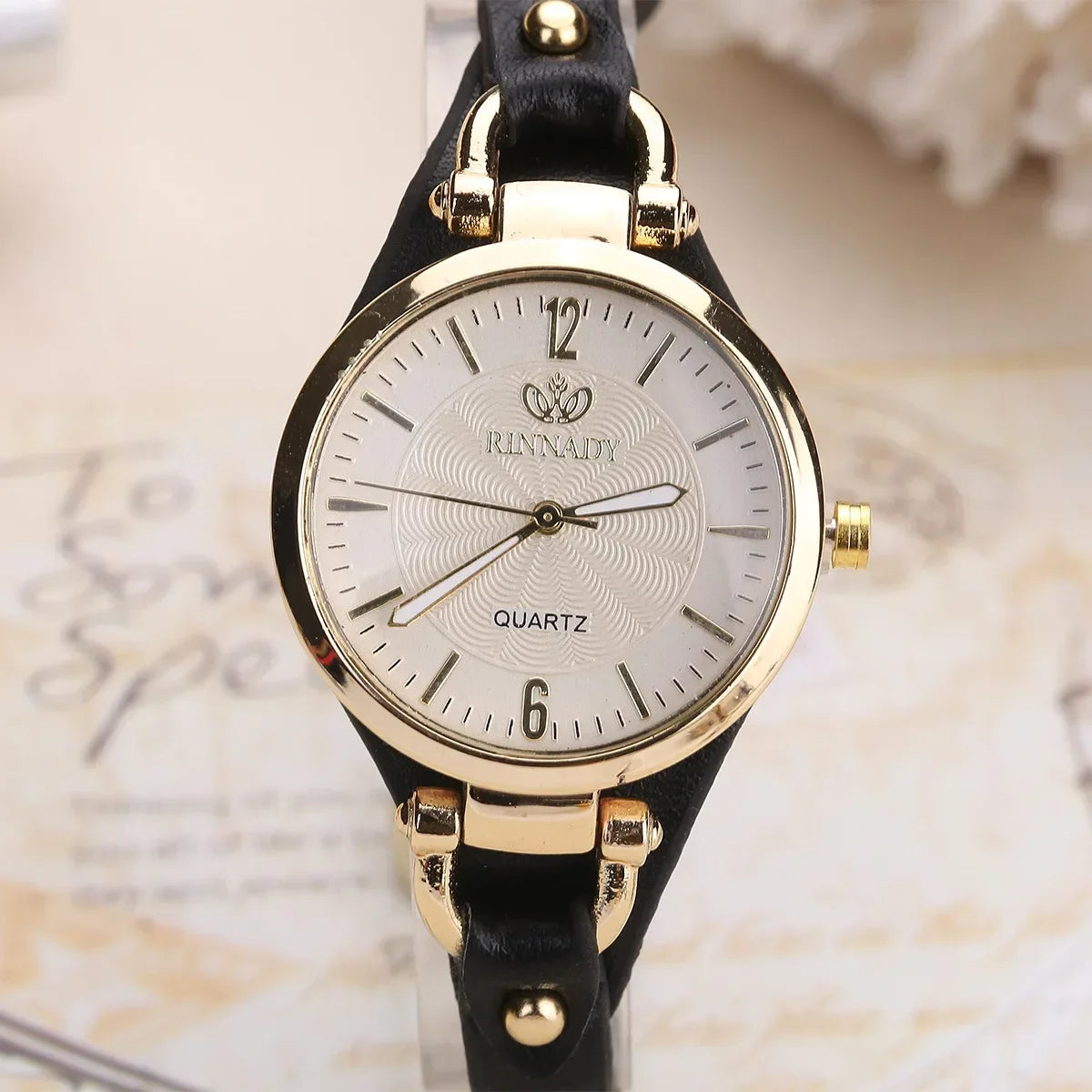 Round Faux Leather Watch-Watches-Yiyae-Yiyae