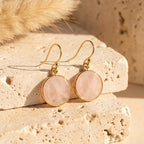Round Stone Drop Earrings-Earrings-Yiyae-Yiyae