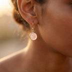 Round Stone Drop Earrings-Earrings-Yiyae-Yiyae