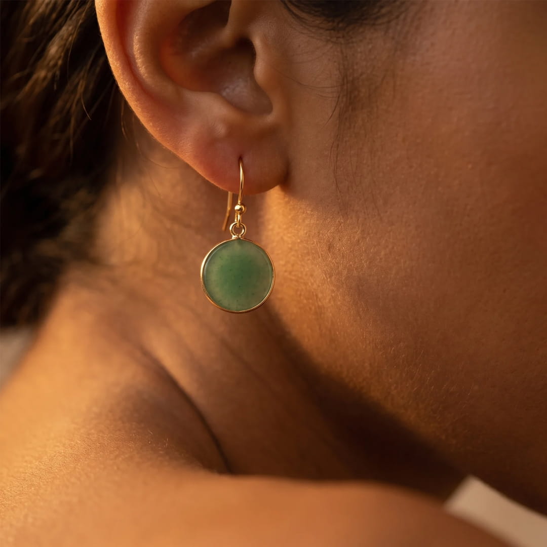 Round Stone Drop Earrings-Earrings-Yiyae-Yiyae