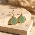 Round Stone Drop Earrings-Earrings-Yiyae-Green Aventurine-Yiyae