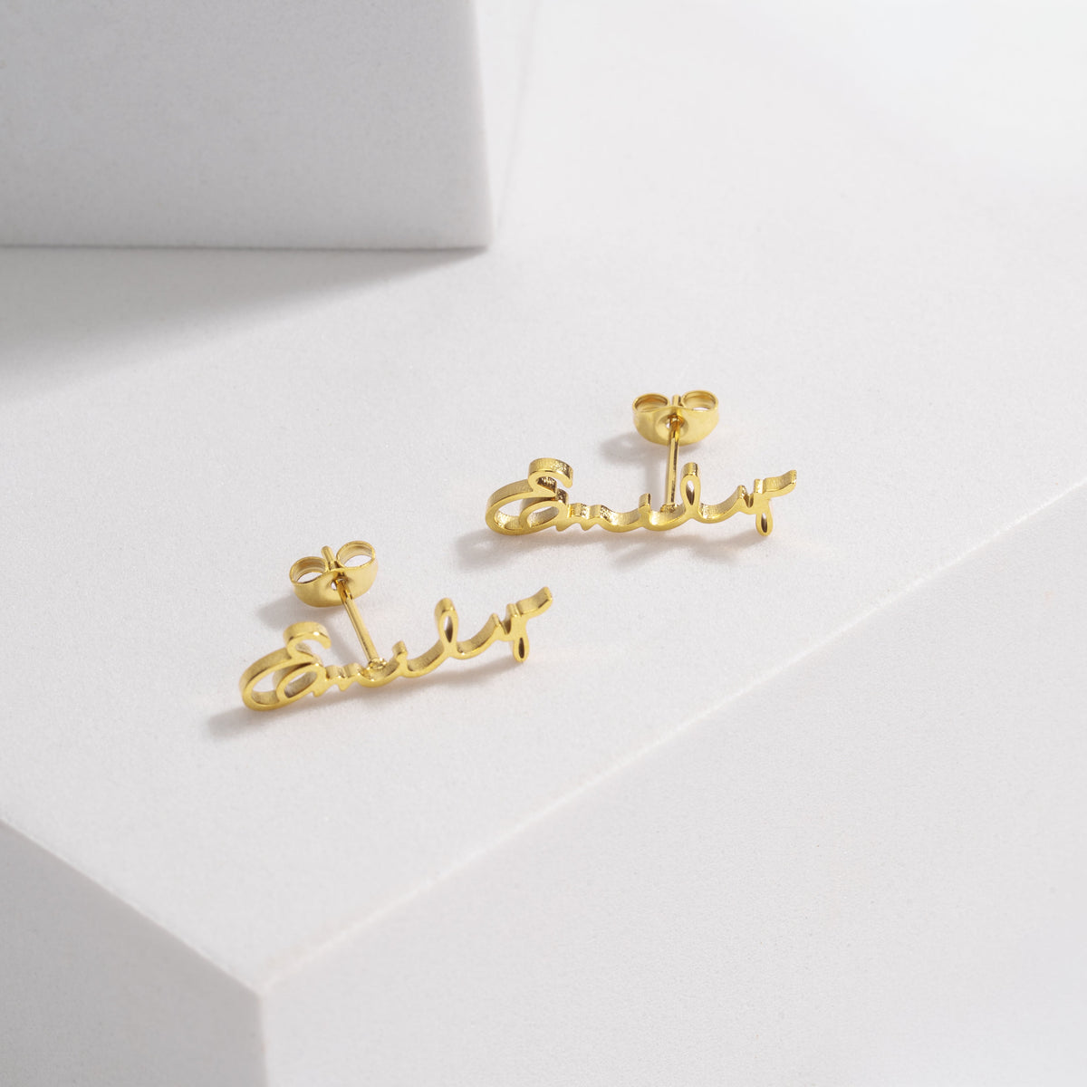Script Name Stud Earrings-Earrings-Yiyae-Yiyae