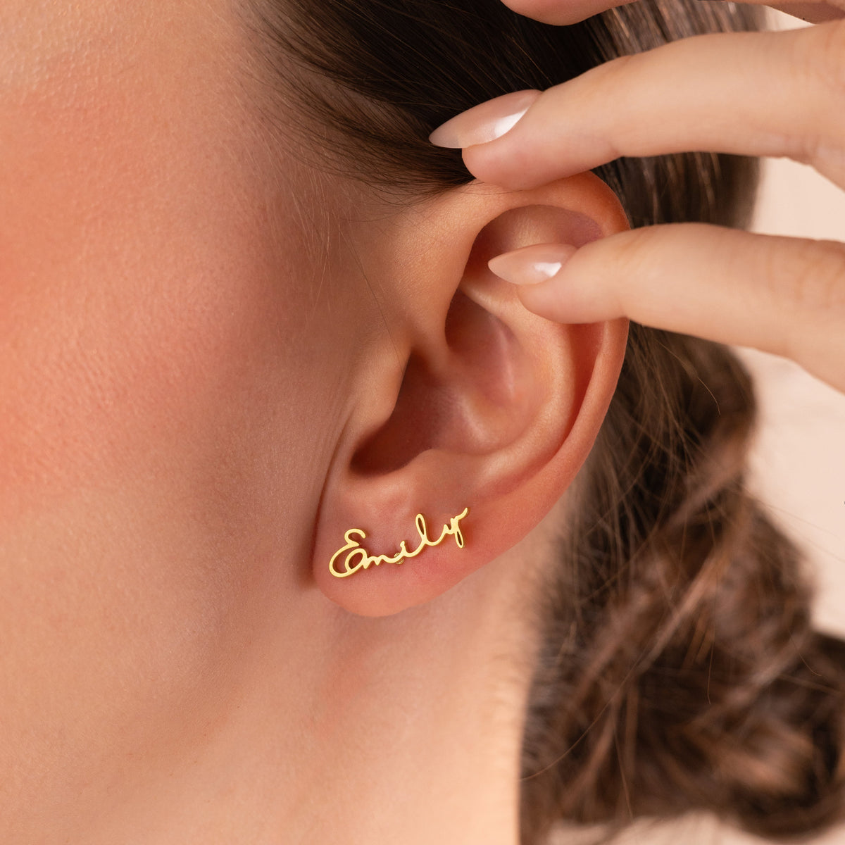 Script Name Stud Earrings-Earrings-Yiyae-Yiyae