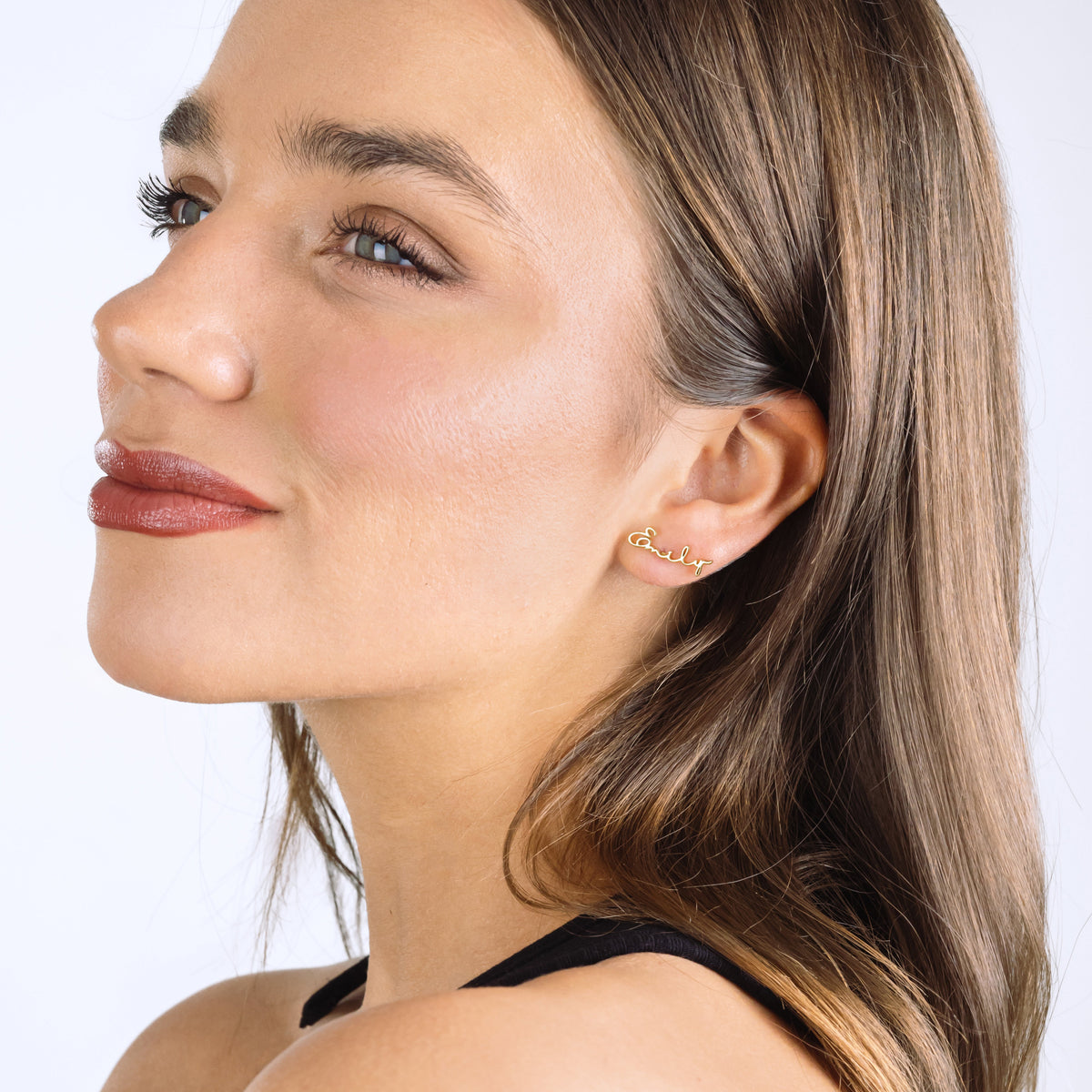 Script Name Stud Earrings-Earrings-Yiyae-Yiyae