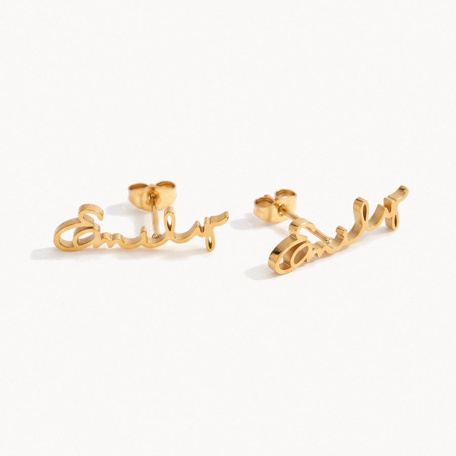 Script Name Stud Earrings