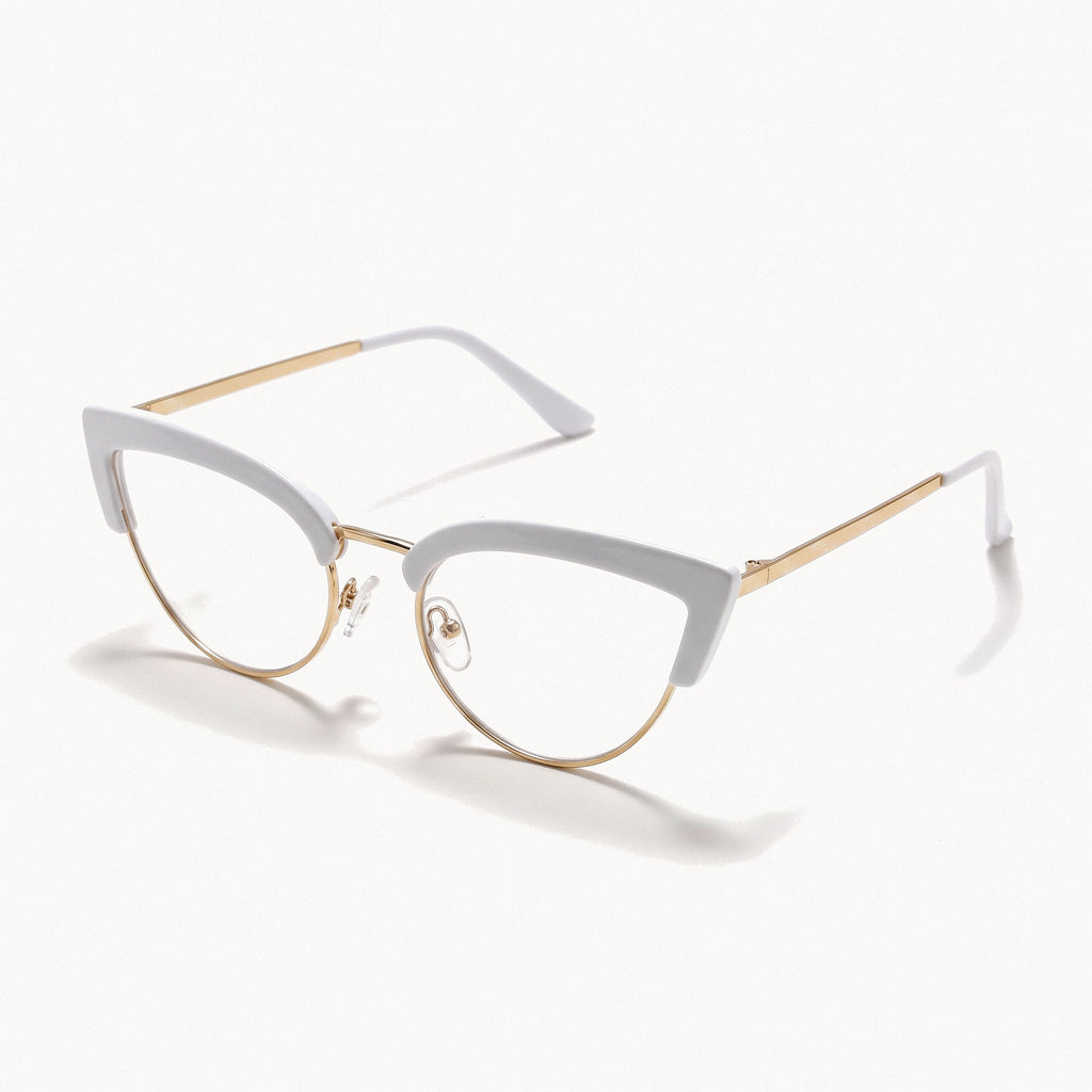 Sculpted Cat Eye Glasses-Frames-Yiyae-White-Yiyae