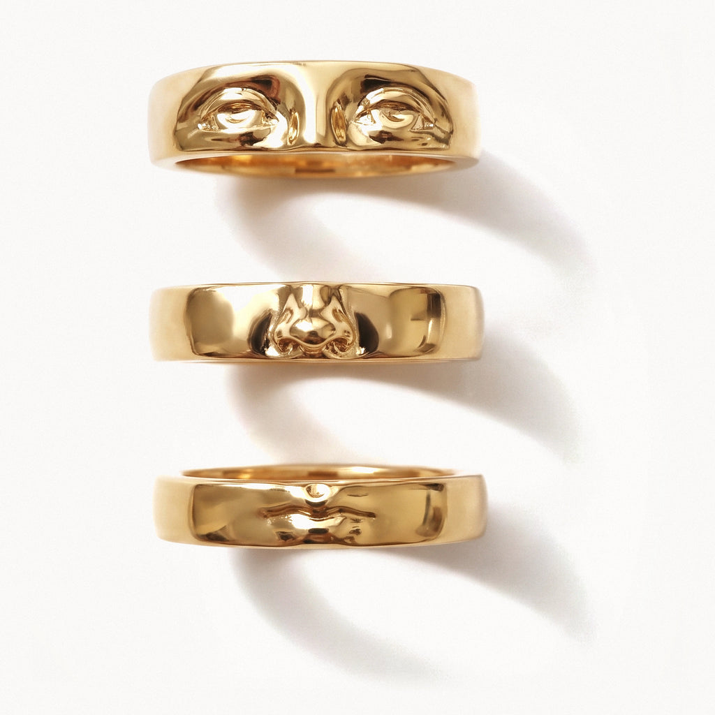 Sculptural Face Ring Set-Rings-Yiyae-7-Gold-Yiyae