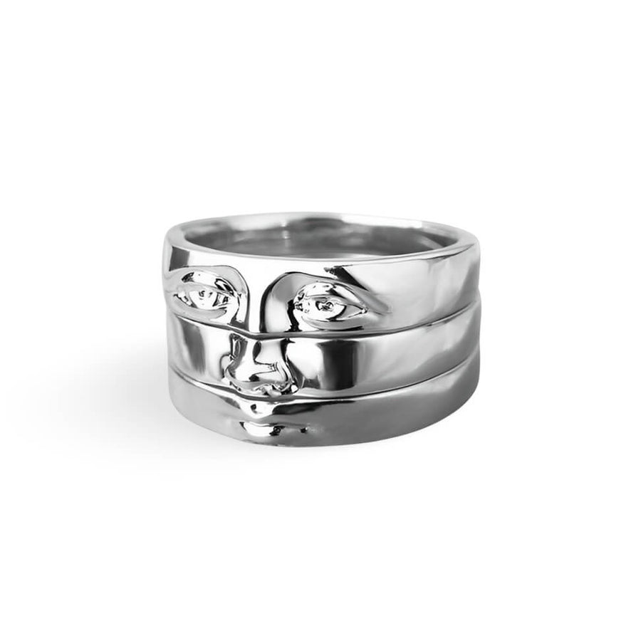 Sculptural Face Ring Set