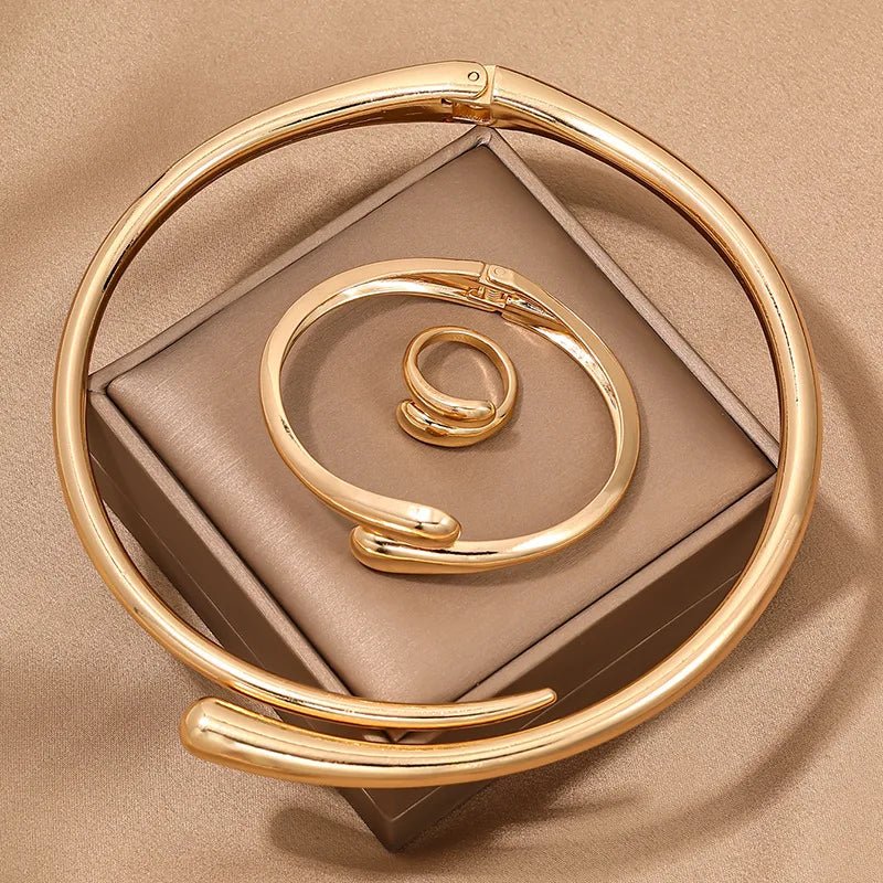 Sculptural Wrap Jewelry Set-Jewelry Sets-Yiyae-Full Gold Set-Yiyae