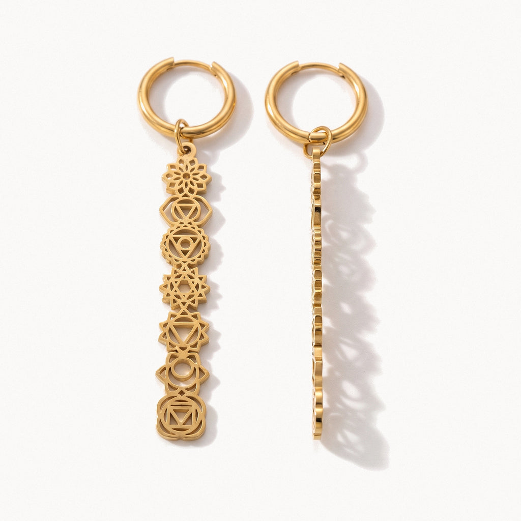 Seven Chakra Drop Earrings-Earrings-Yiyae-Gold-Yiyae
