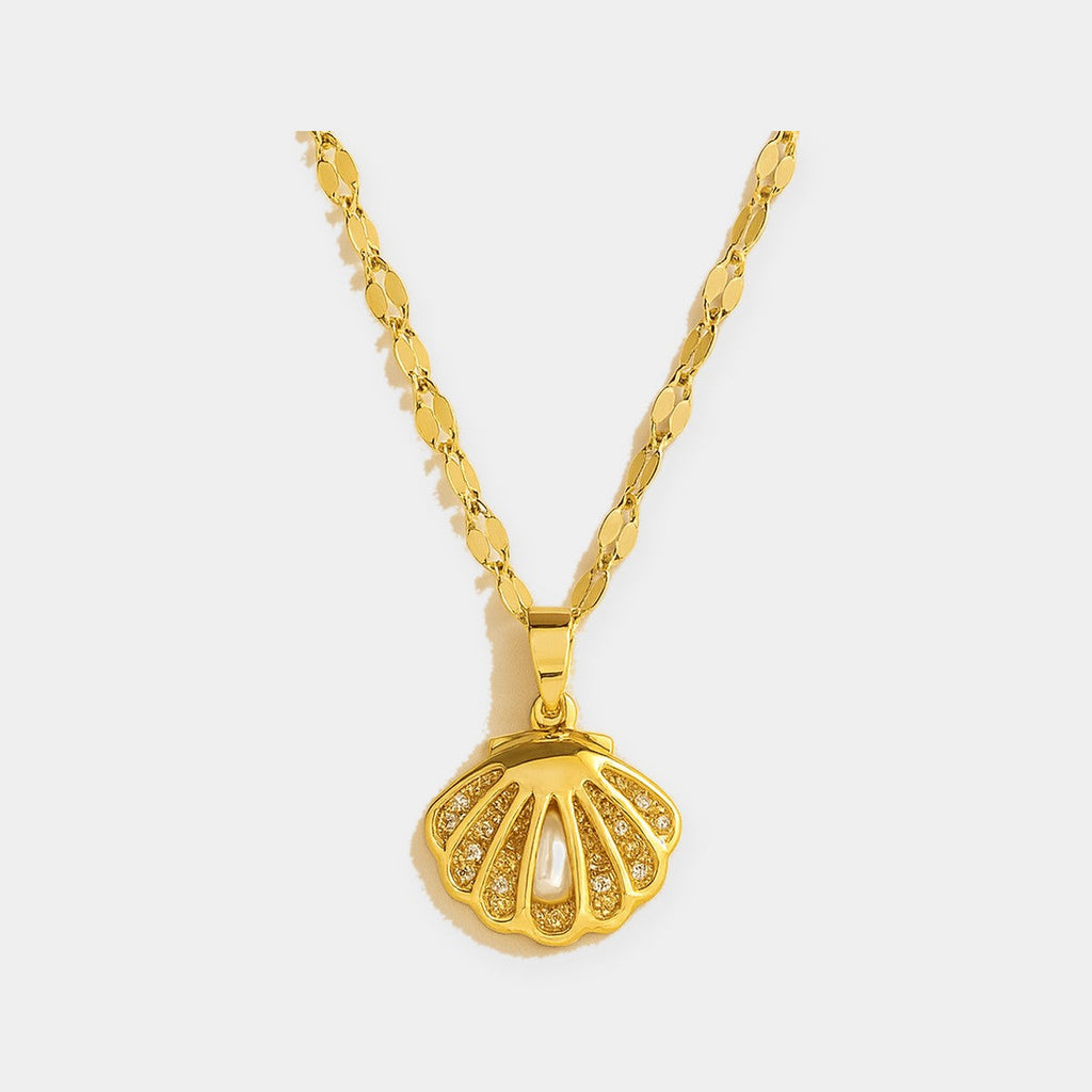 Shell & Pearl Pendant Necklace-Necklaces-Yiyae-Yiyae