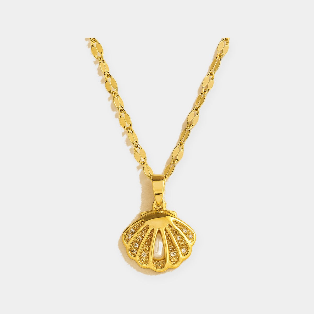 Shell & Pearl Pendant Necklace-Necklaces-Yiyae-Yiyae