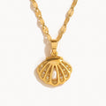 Shell & Pearl Pendant Necklace-Necklaces-Yiyae-Gold-Yiyae