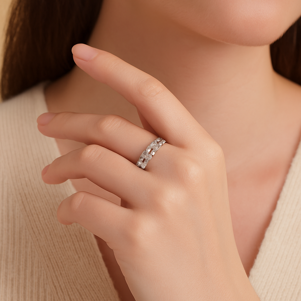 Silver-Tone Chain Link Ring-Rings-Yiyae-Yiyae