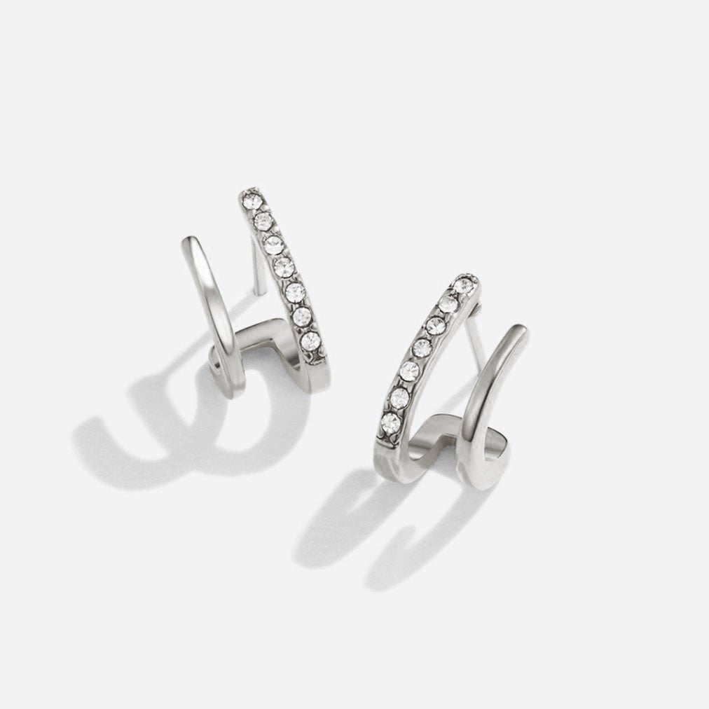 Silver-Tone Crystal Claws-Earrings-Yiyae-Yiyae