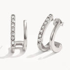 Silver-Tone Crystal Claws-Earrings-Yiyae-Silver-Yiyae