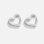 Silver-Tone Heart Earrings-Earrings-Yiyae-Yiyae