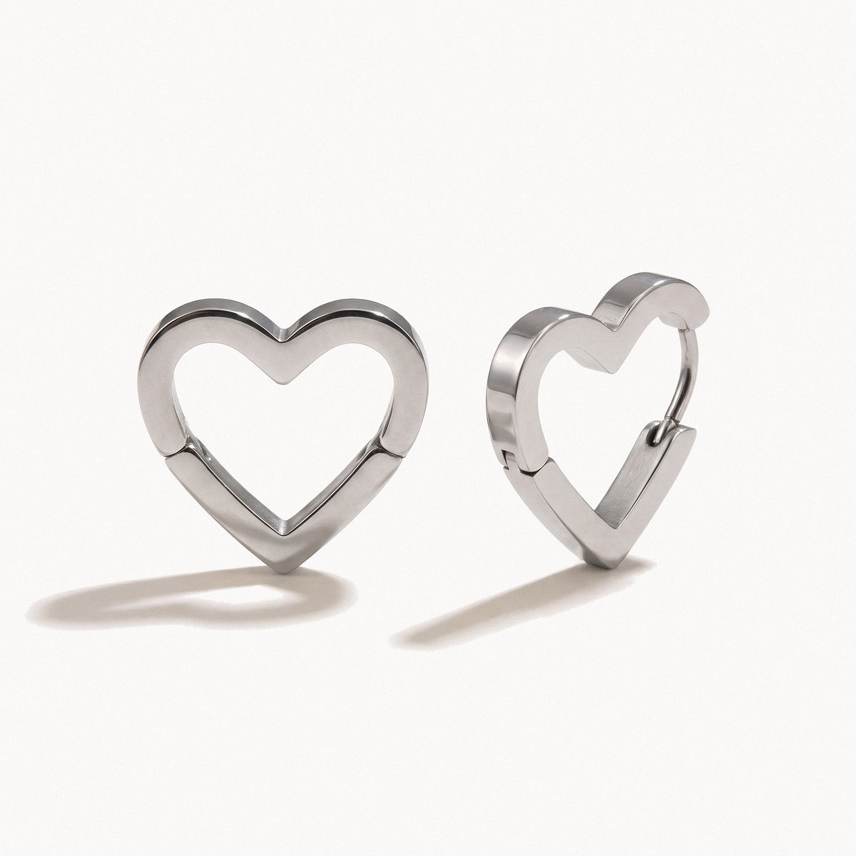 Silver-Tone Heart Earrings-Earrings-Yiyae-Silver-Yiyae
